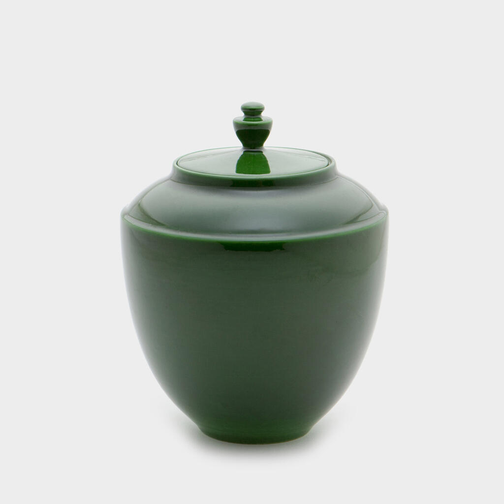 POTICHE CERÂMICA VERDE COM TAMPA