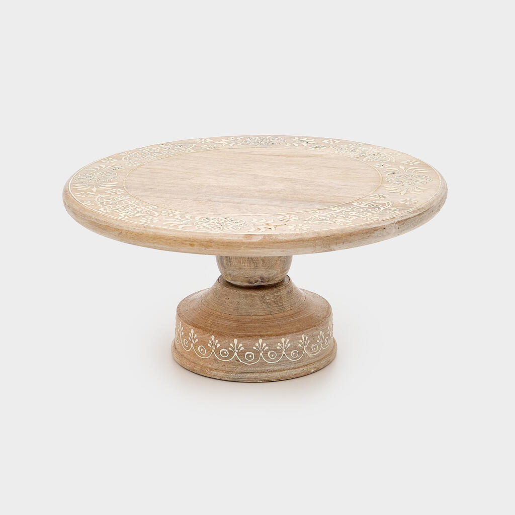 BOLEIRA MADEIRA DETALHE FLOR BRANCA