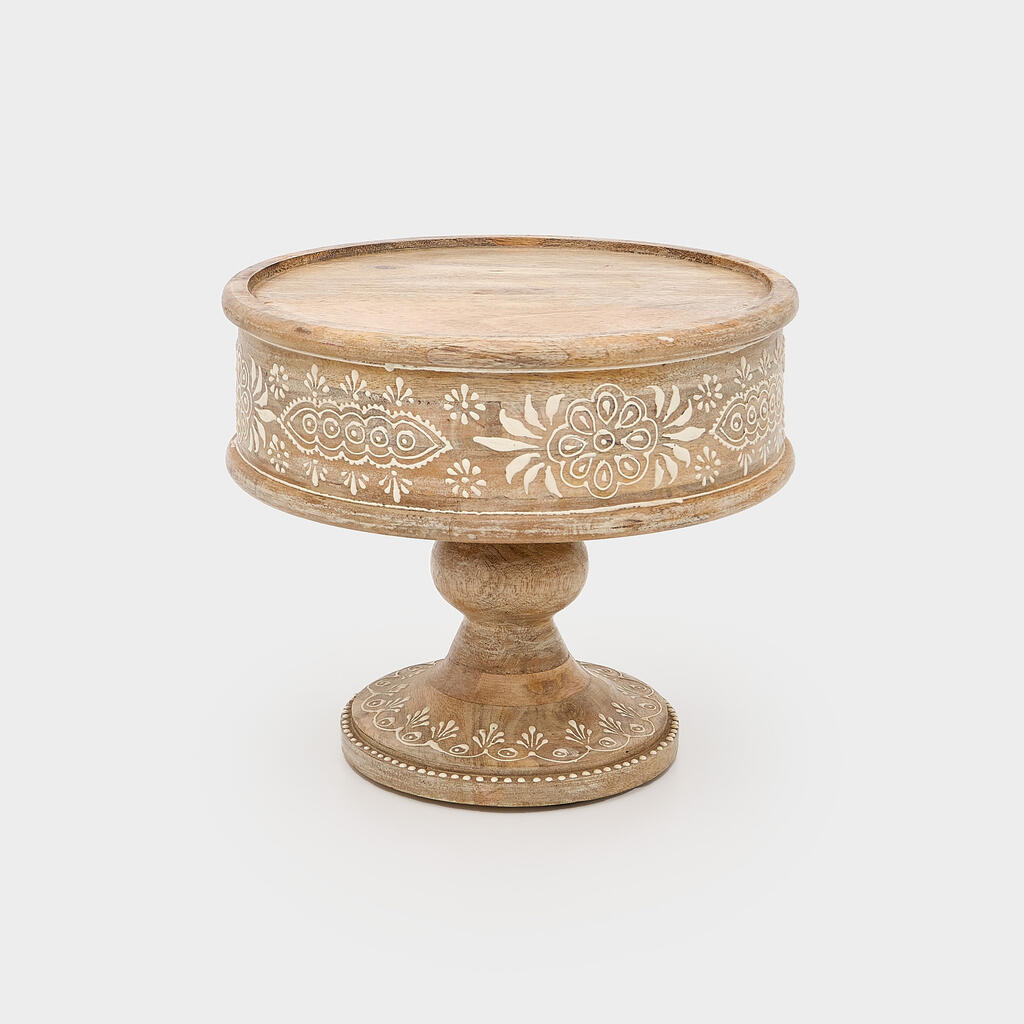 BOLEIRA MADEIRA DETALHE FLOR LATERAL