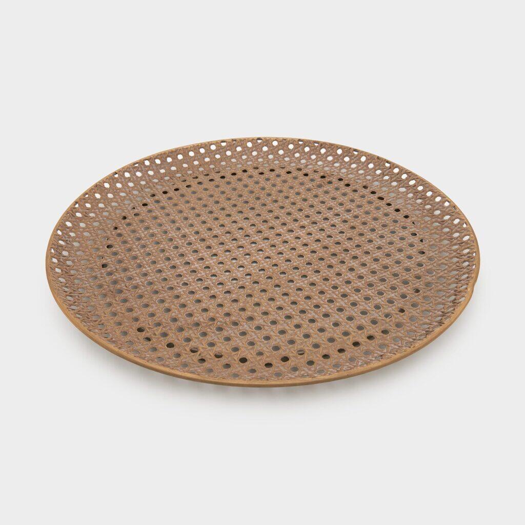 BANDEJA FERRO TRELIÇA FILETE DOURADO