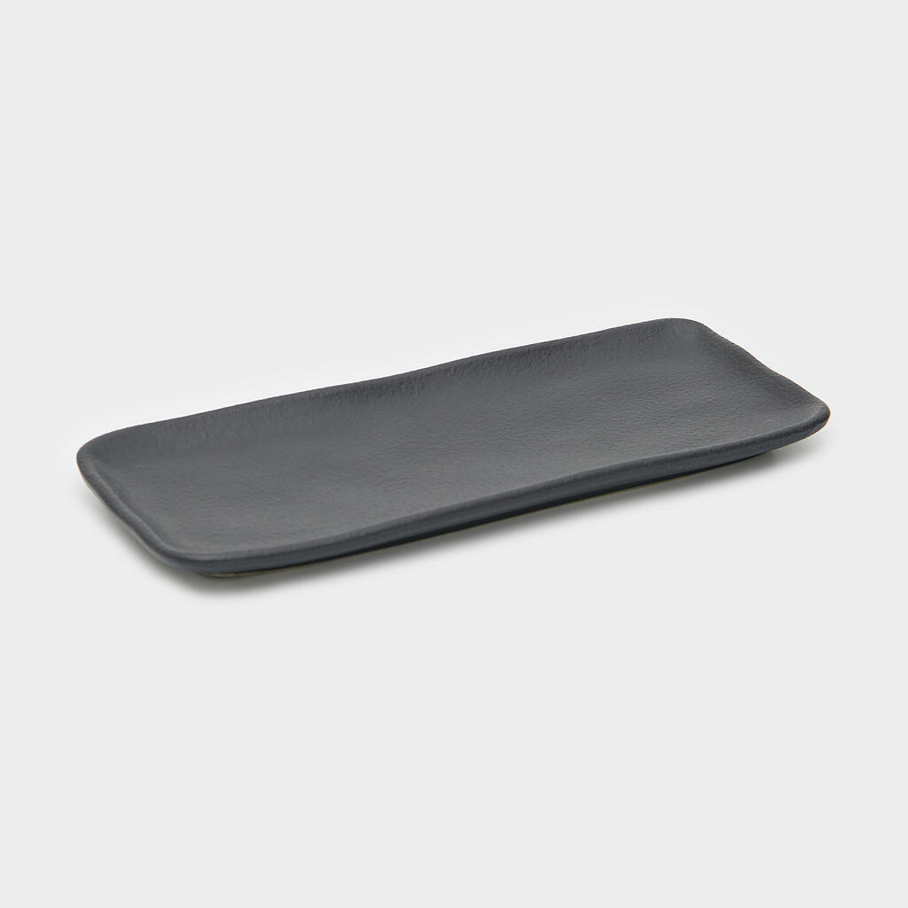 PRATO RETANGULAR ORGÂNICO CERÂMICA PRETO