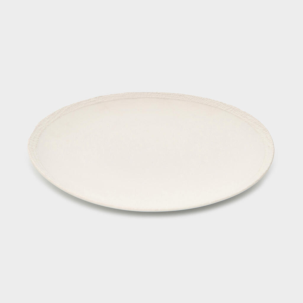 PRATO ORGÂNICO CERÂMICA BRANCO BORDA RELEVO