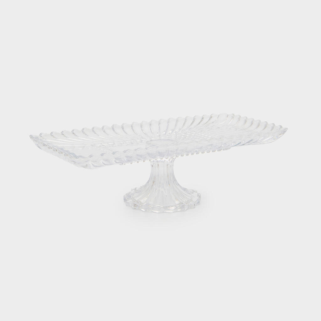 PRATO RETANGULAR CRISTAL CANELADO COM PÉ