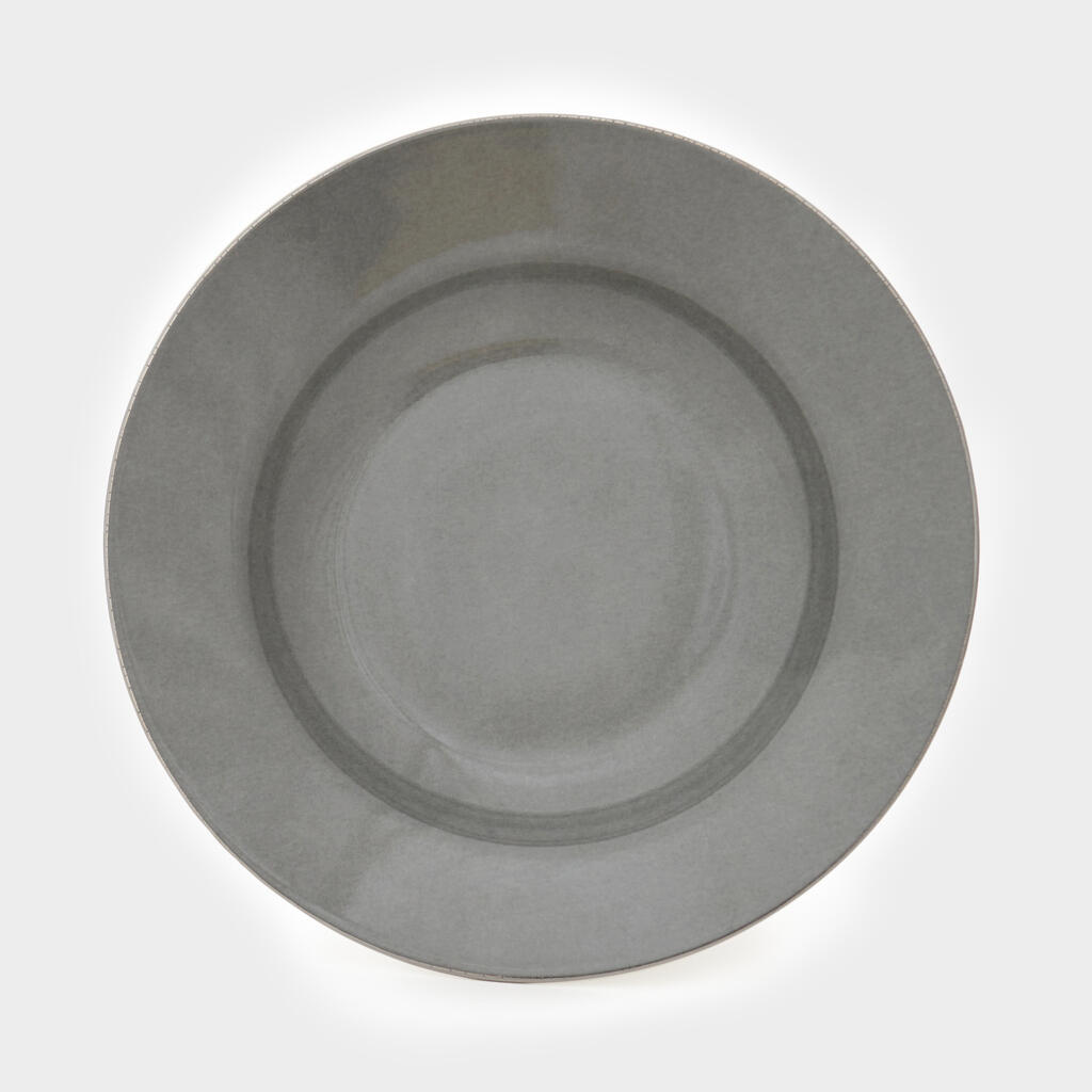 PRATO FUNDO CINZA FILETE PRATA