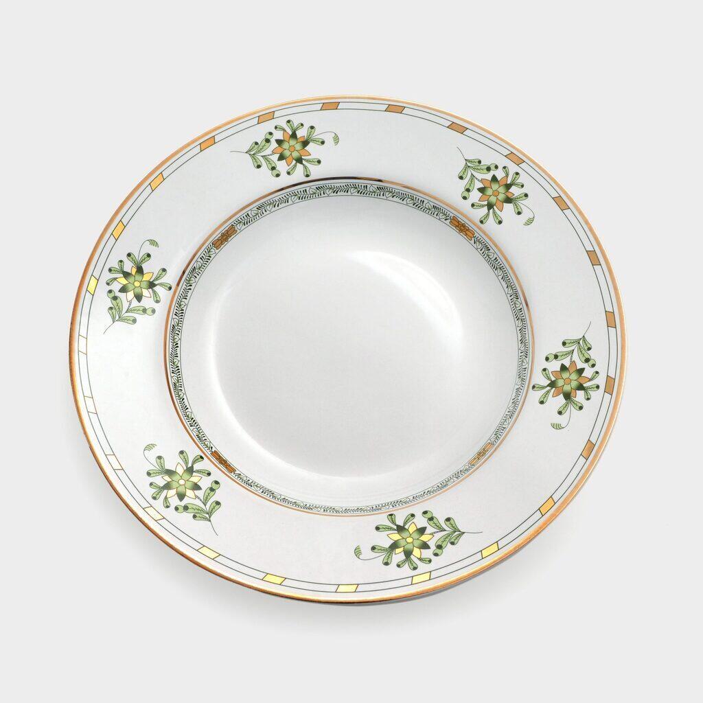 PRATO FUNDO FOLHAGEM VERDE DOURADO 2