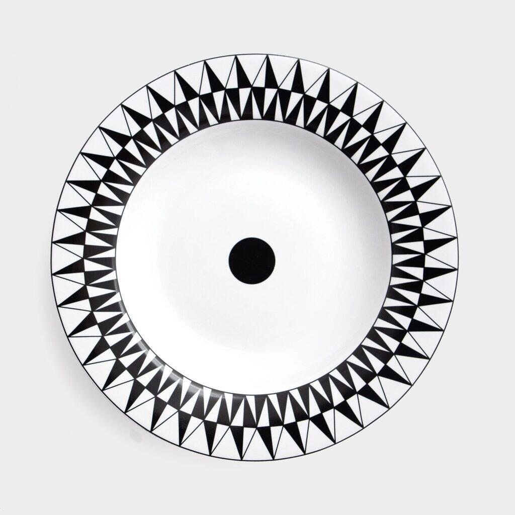 PRATO FUNDO PRETO BRANCO LOSANGO