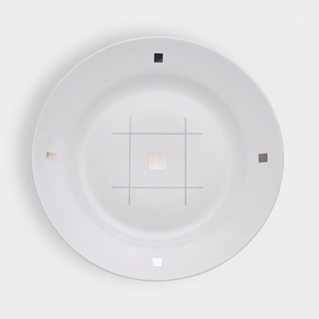 PRATO MESA KOSHER 5 QUADRADOS PRATA (LEITE)