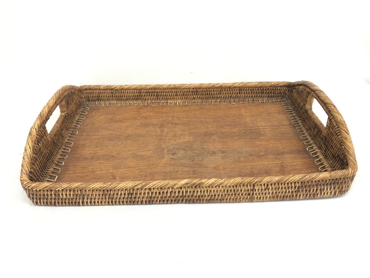 BANDEJA RETANGULAR JUNCO MADEIRA ESCURO G