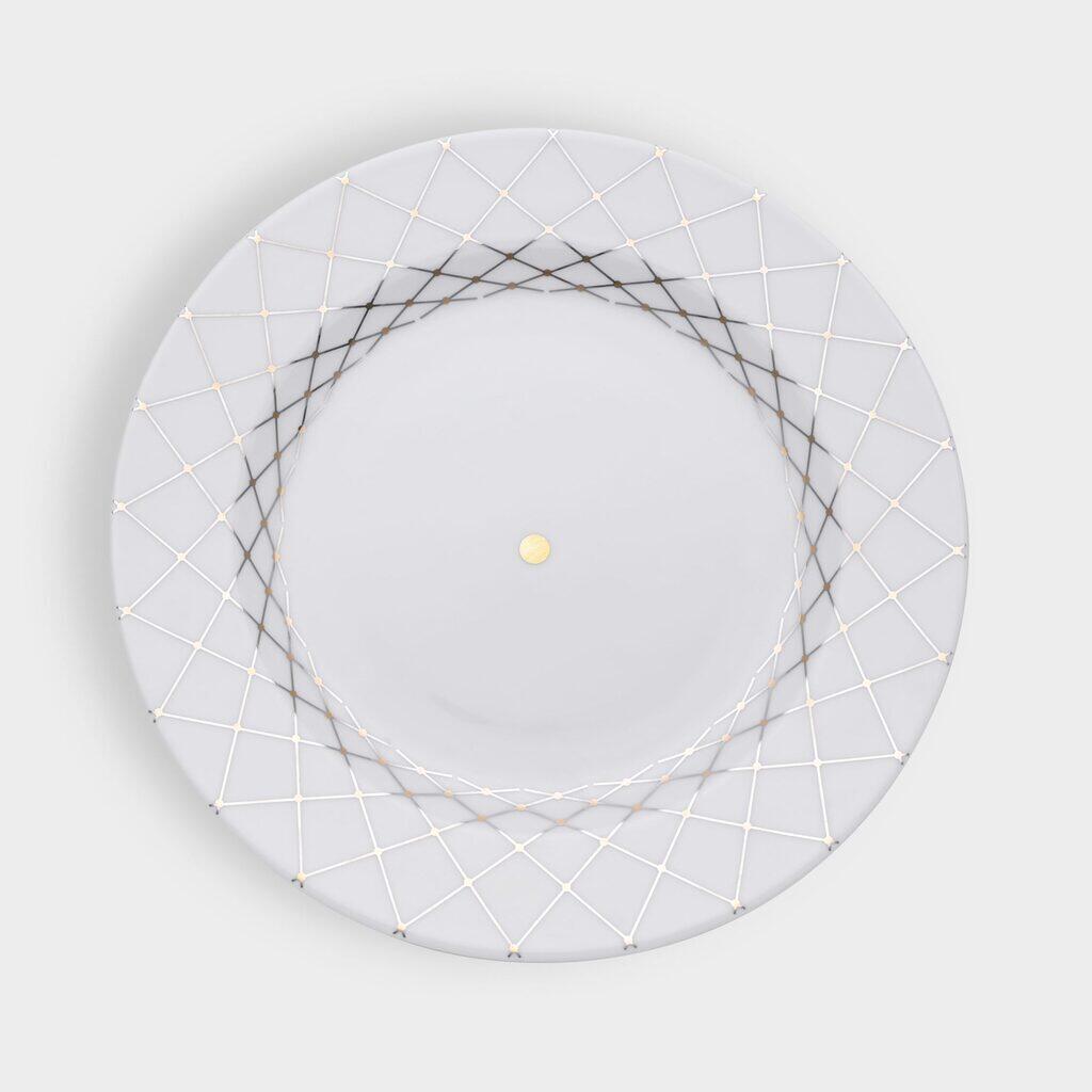 PRATO MESA KOSHER PRATA OURO PRISMA LARGO (LEITE)