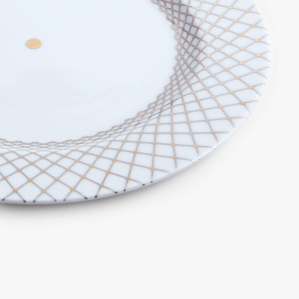 PRATO MESA KOSHER PRATA OURO PRISMA (LEITE)