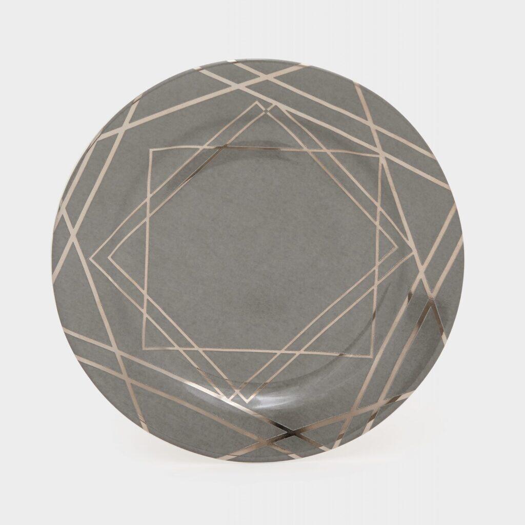 PRATO PÃO CINZA GEOMETRICO PLATINA II