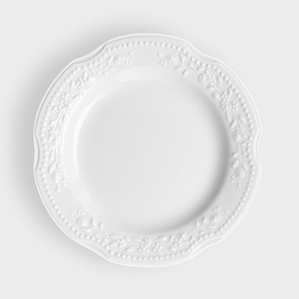 PRATO PÃO BRANCO FLORAL RELEVO