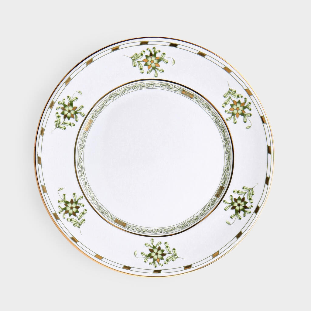 PRATO PÃO FOLHAGEM VERDE E DOURADO 2