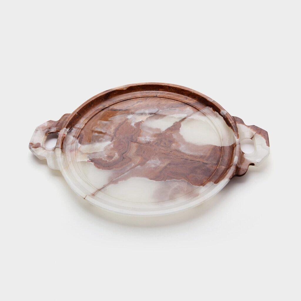 PRATO REDONDO PEDRA ONIX COM ALÇA - P