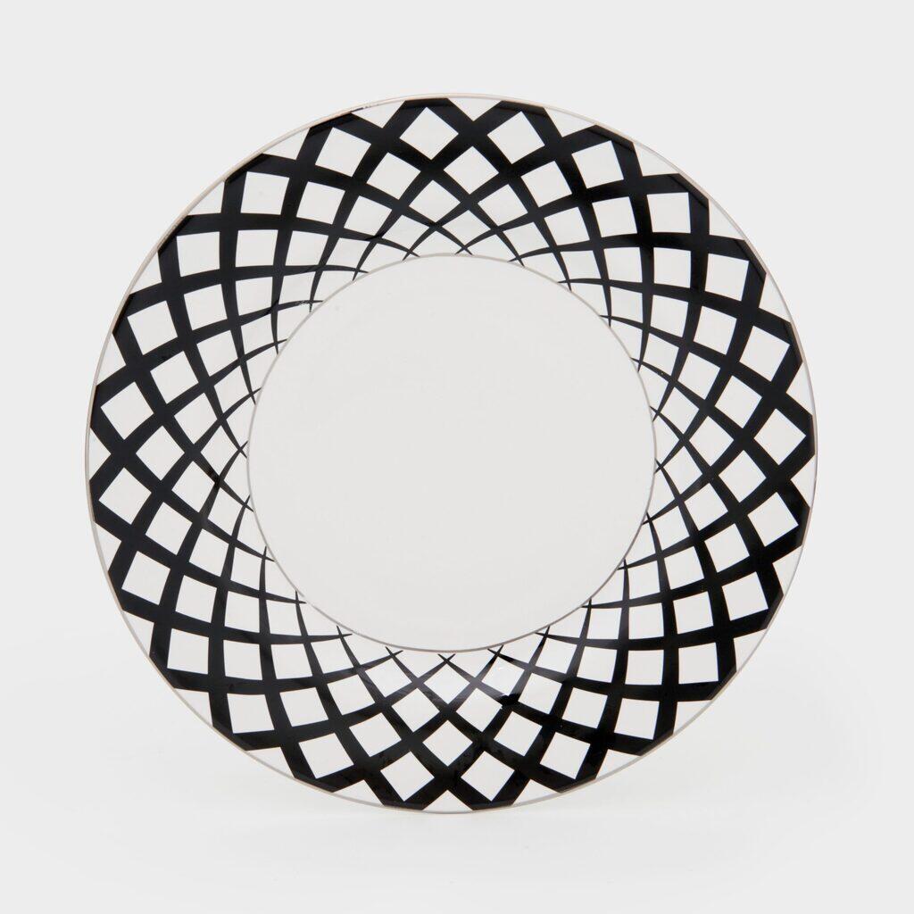 PRATO SOBREMESA PRETO GEOMETRICO