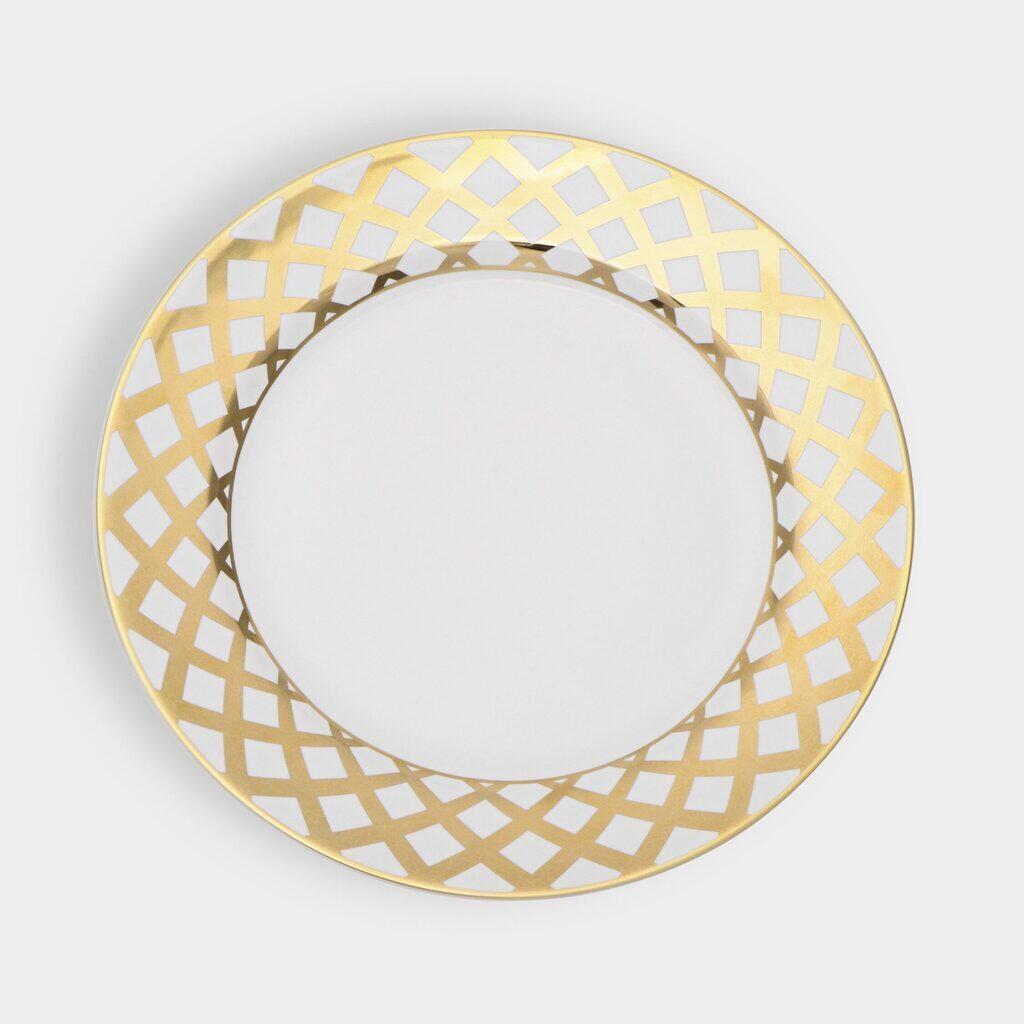 PRATO SOBREMESA OURO GEOMETRICO