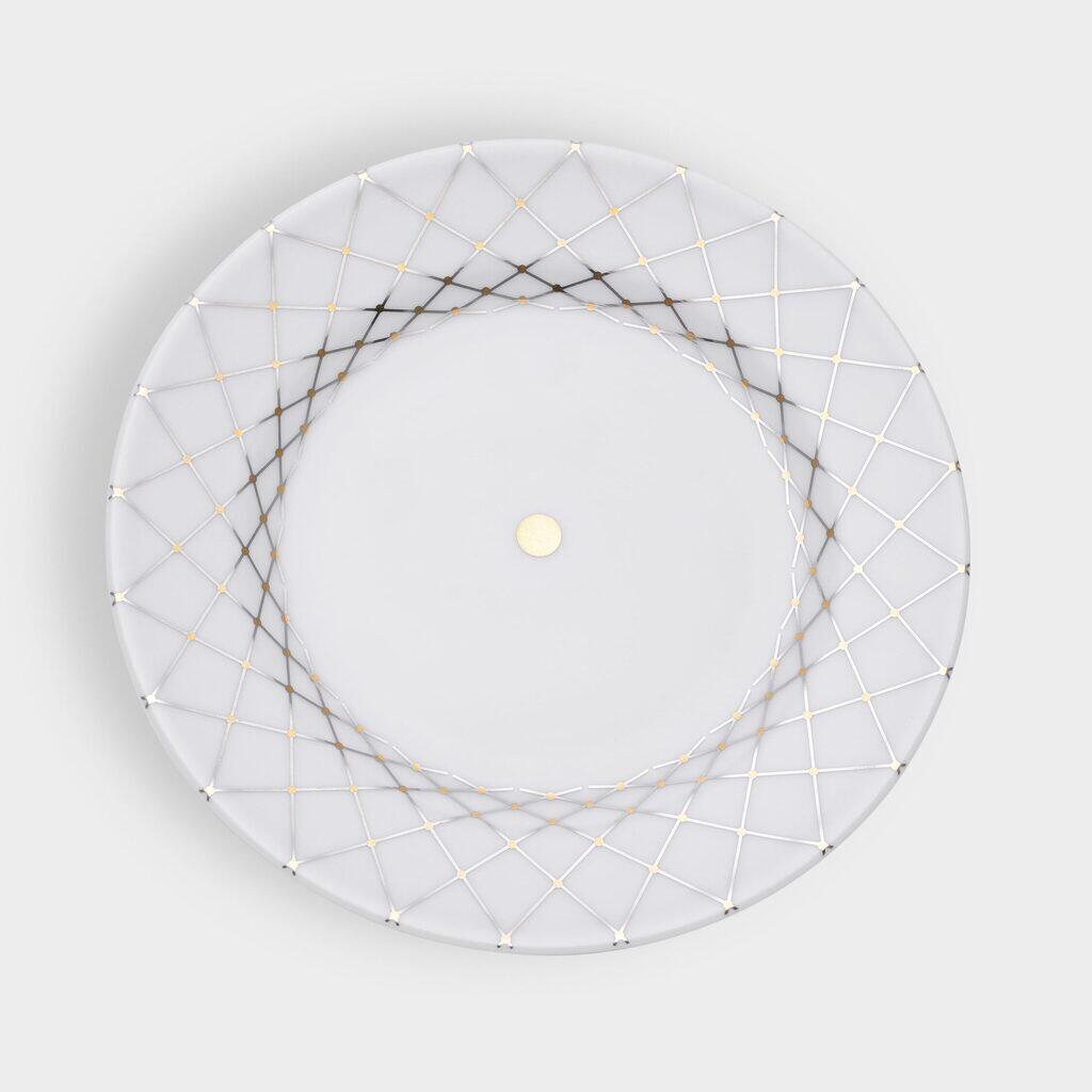 PRATO SOBREMESA KOSHER PRISMA LARGO PRATA (LEITE)