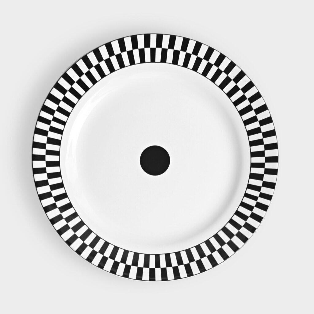 PRATO SOBREMESA PRETO BRANCO QUADRICULADO
