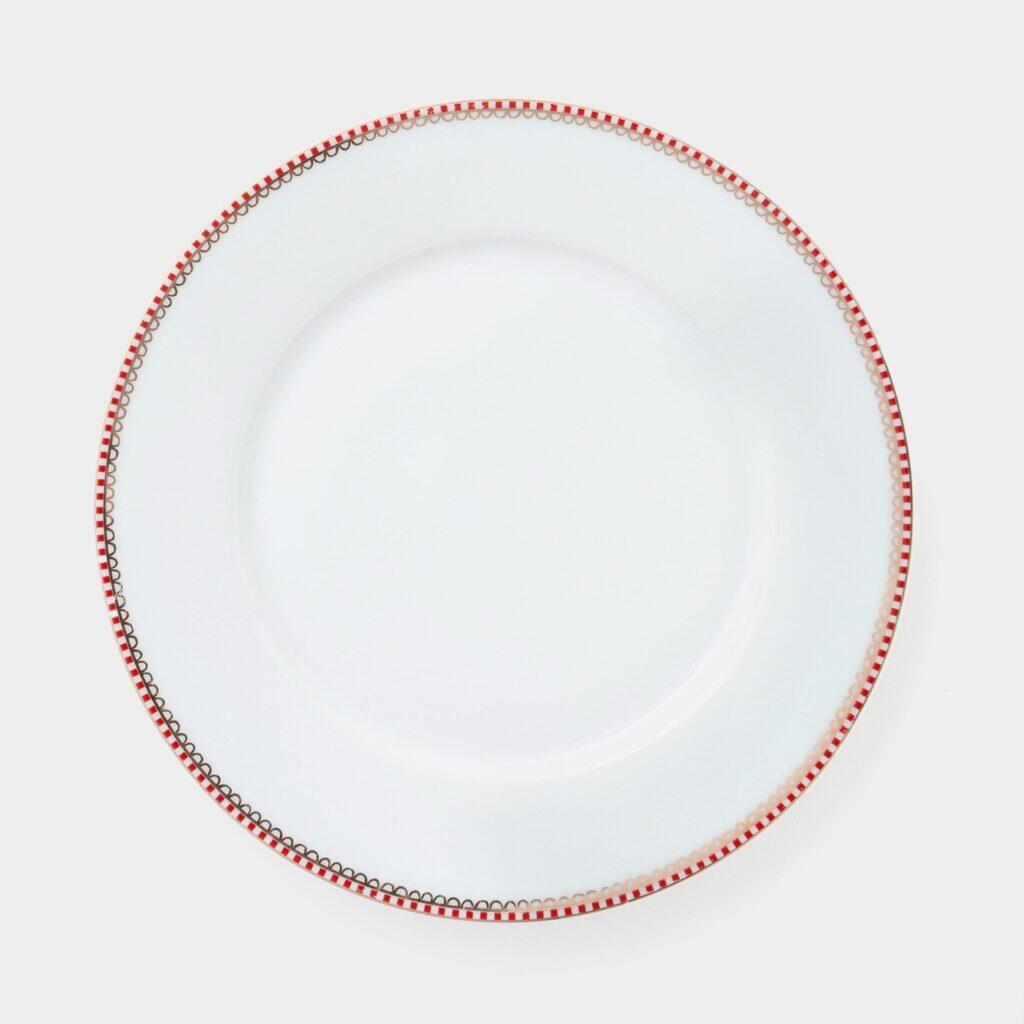 PRATO SOBREMESA VERMELHO DOURADO QUADRICULADO