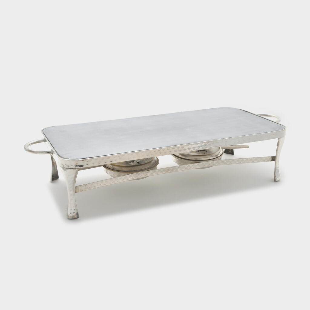 RECHAUD RETANGULAR PRATA MACHETADA CHAPA