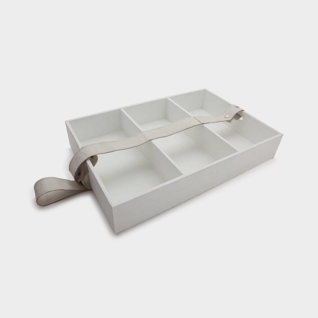 BANDEJA RETANGULAR LACA BRANCO COM 3 DIVISORIAS