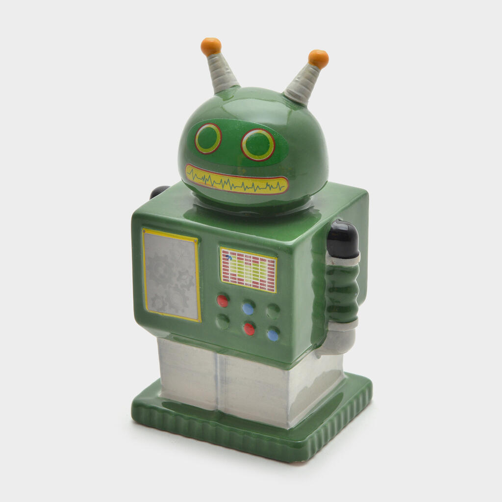 ESCULTURA ROBO CERÂMICA VERDE