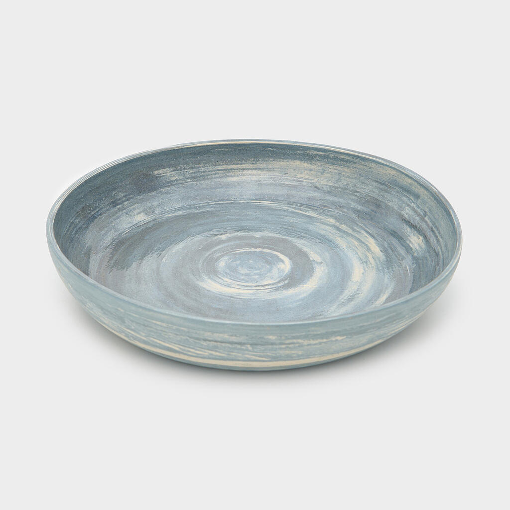 SALADEIRA CERÂMICA AZUL MESCLA BRANCA