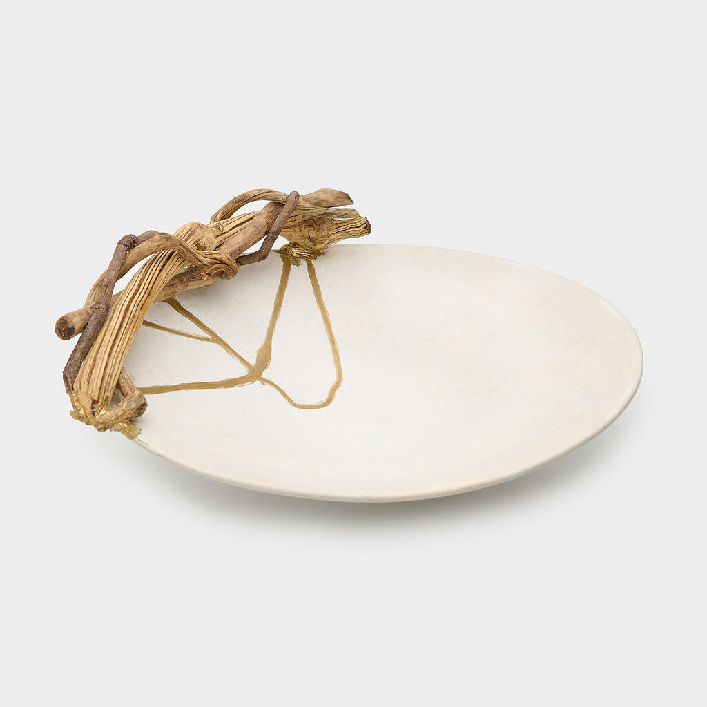 SALADEIRA CONICA CERÂMICA CRU DOURADO TRONCO