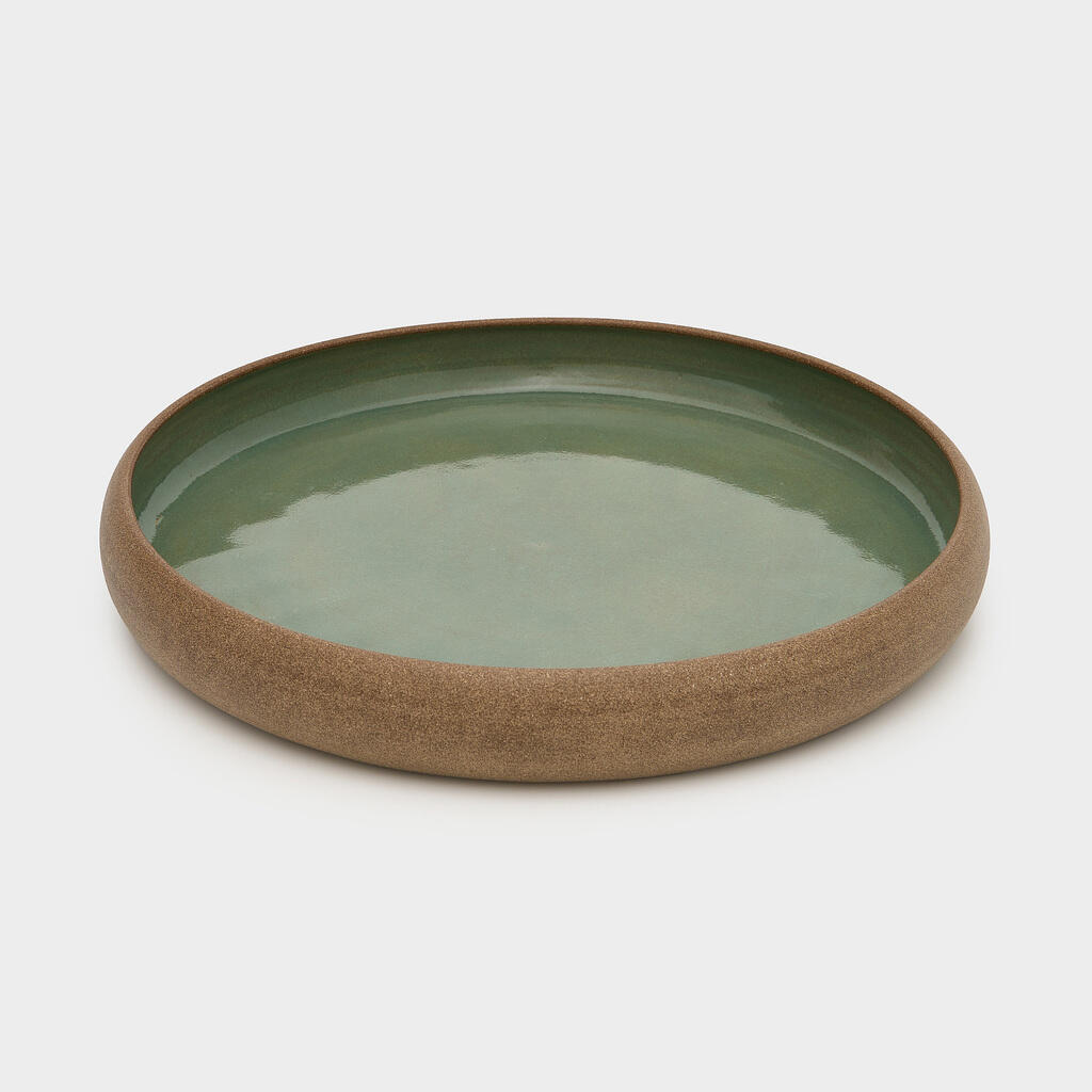 SALADEIRA REDONDA CERÂMICA VERDE BORDA