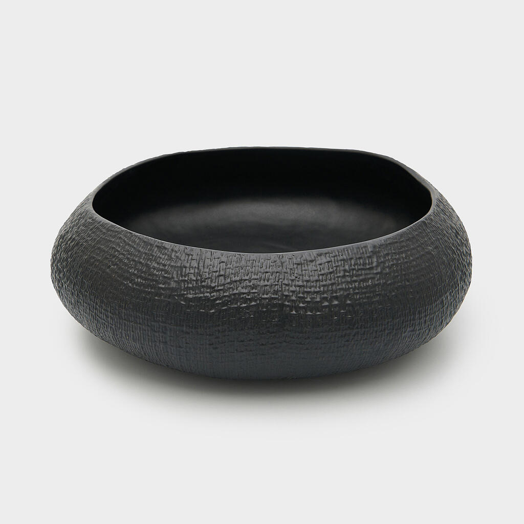 SALADEIRA CERÂMICA PRETO RELEVO
