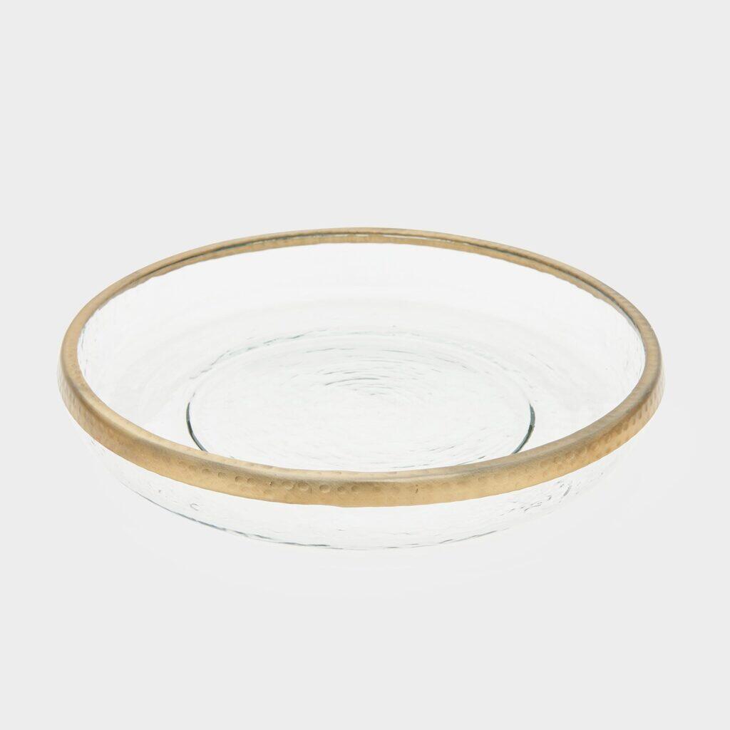 SALADEIRA FUNDA VIDRO BORDA DOURADA