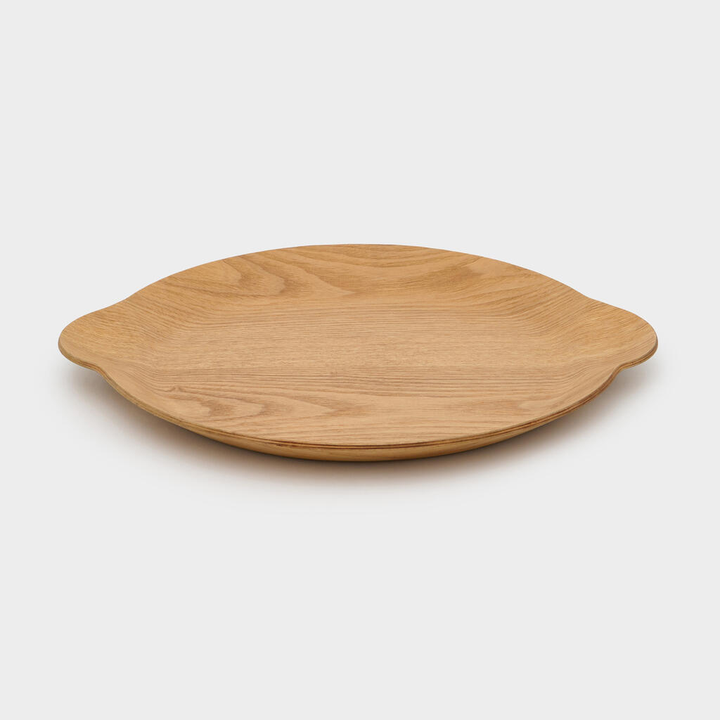 BANDEJA REDONDA MADEIRA CLARA COM ABA