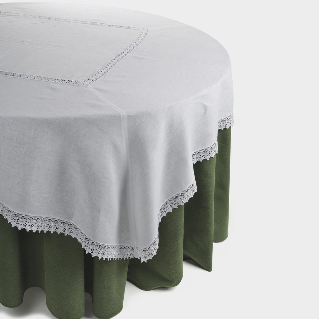 SOBRE TOALHA LINHO BRANCO BORDA RENDADA