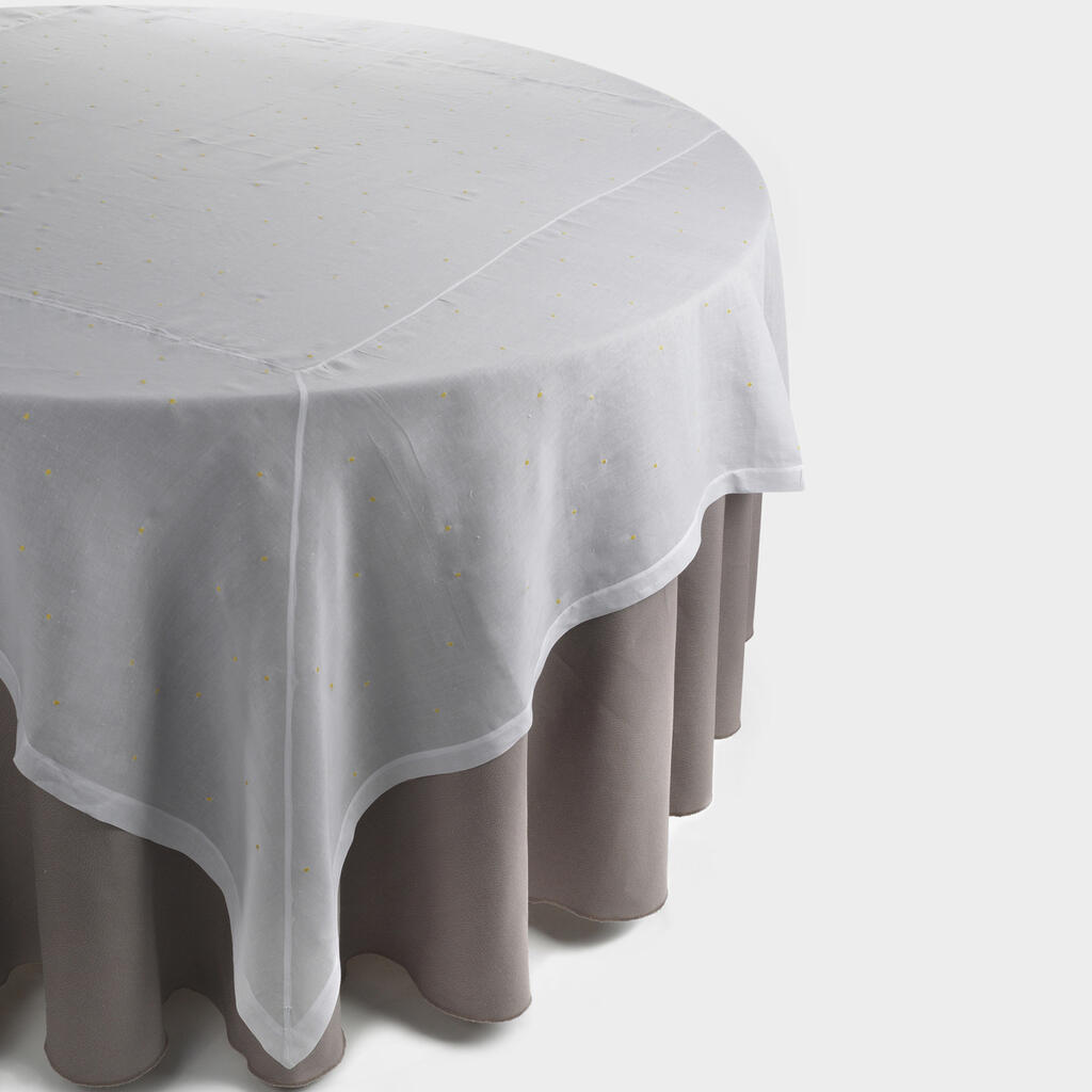 SOBRE TOALHA LINHO BRANCO POIS AMARELO