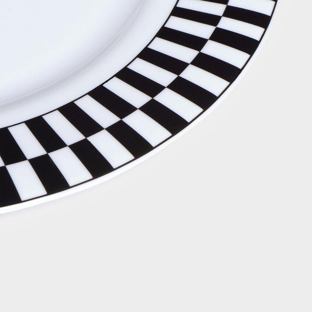 SOUSPLAT PORCELANA PRETO BRANCO QUADRICULADO G3