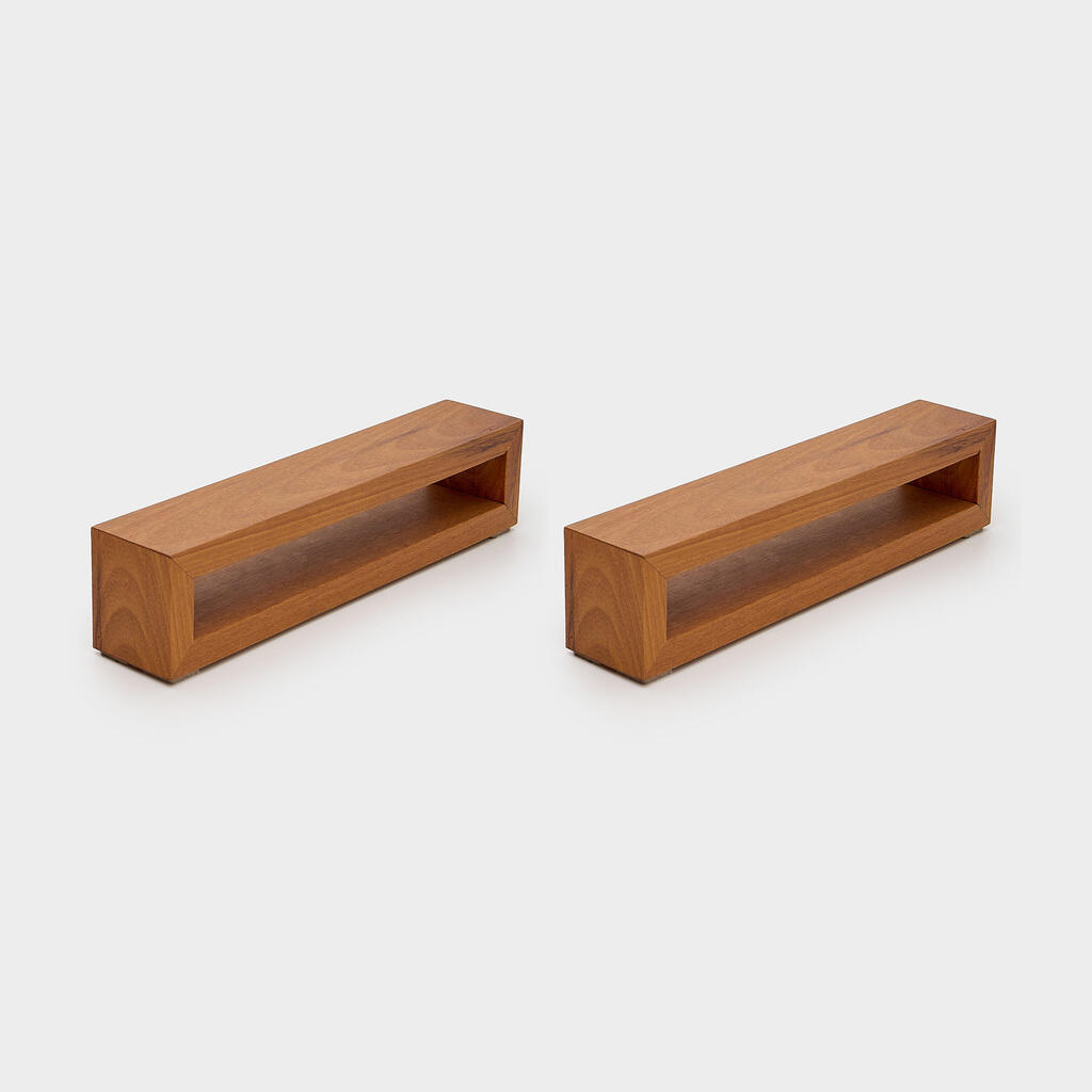 CONJUNTO SUPORTE RETANGULAR MADEIRA CARAMELO