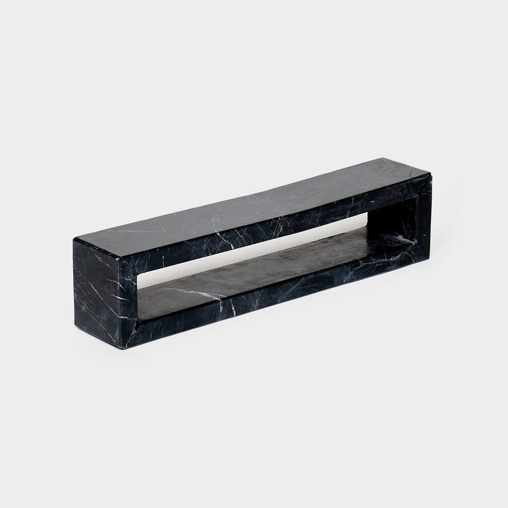 CONJUNTO SUPORTE RETANGULAR MÁRMORE PRETA