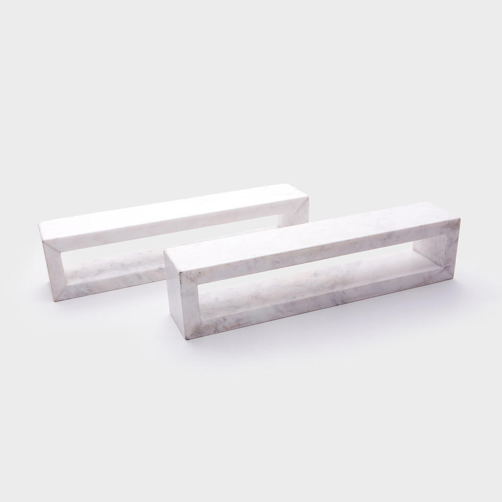 CONJUNTO SUPORTE RETANGULAR MÁRMORE BRANCO