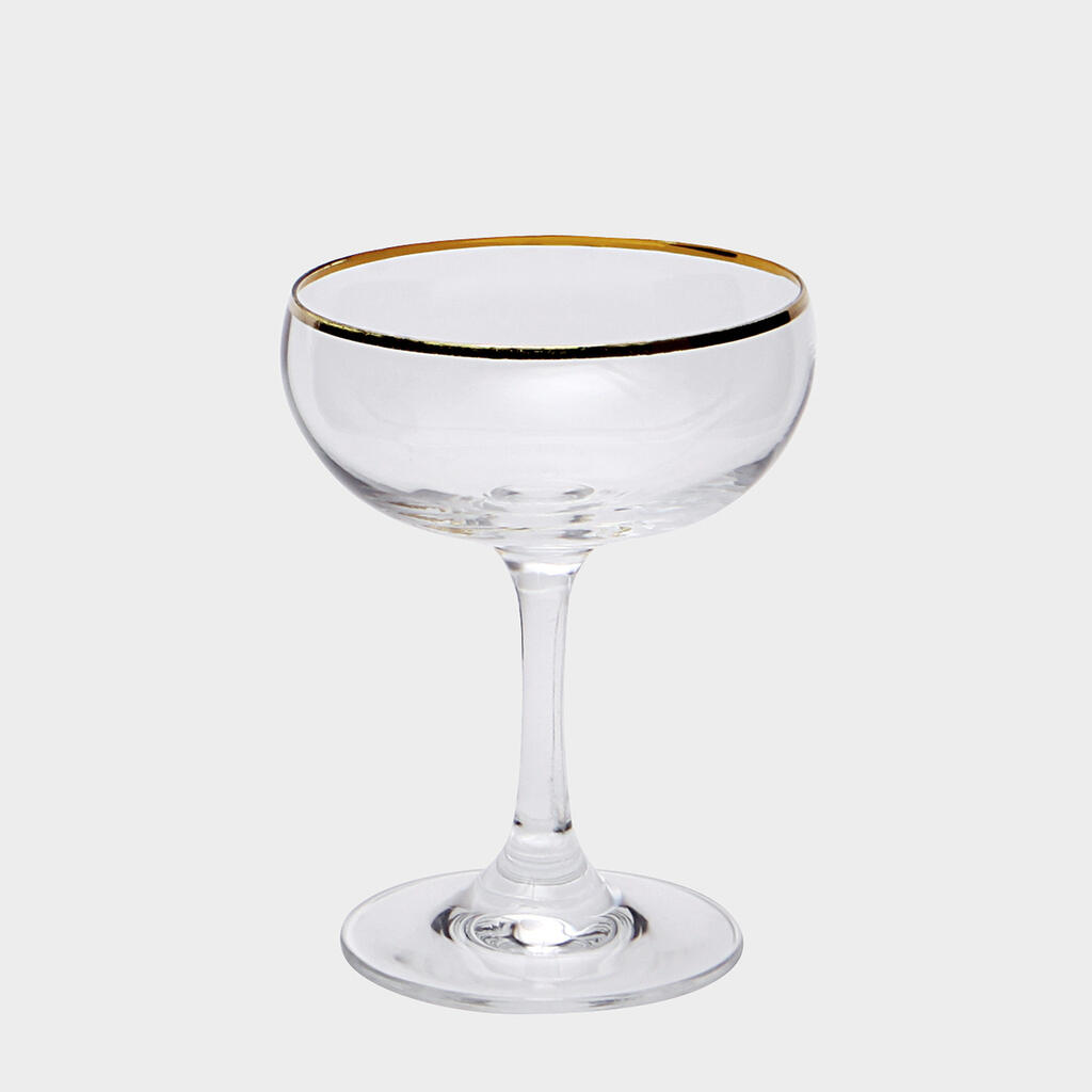 TAÇA CHAMPANHE OURO FILETE DUPLO ANTIGA