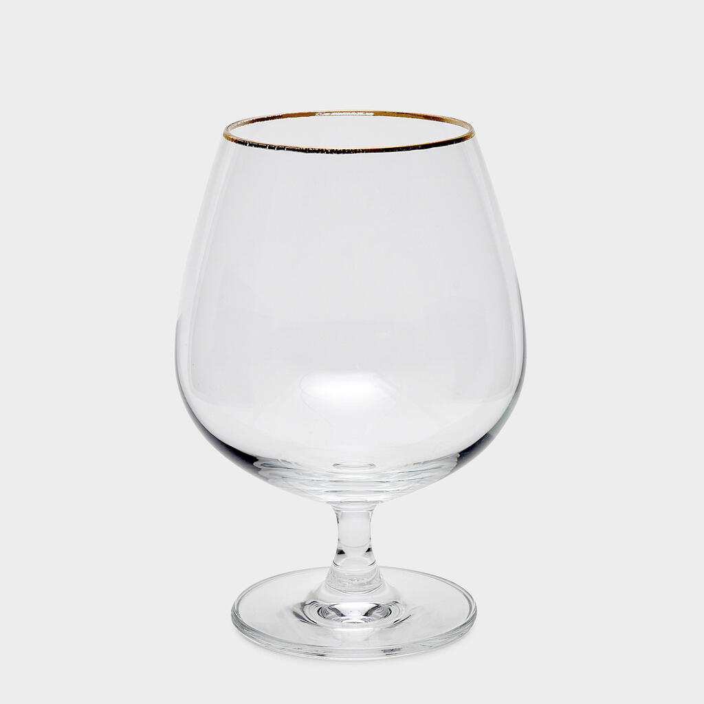 TAÇA COGNAC FILETE DUPLO OURO