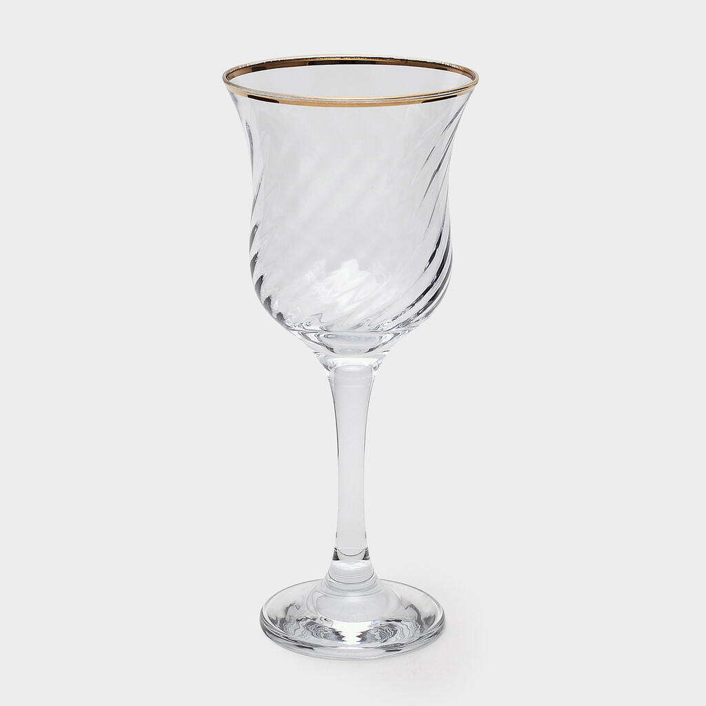 TAÇA VINHO TINTO FRISO OURO