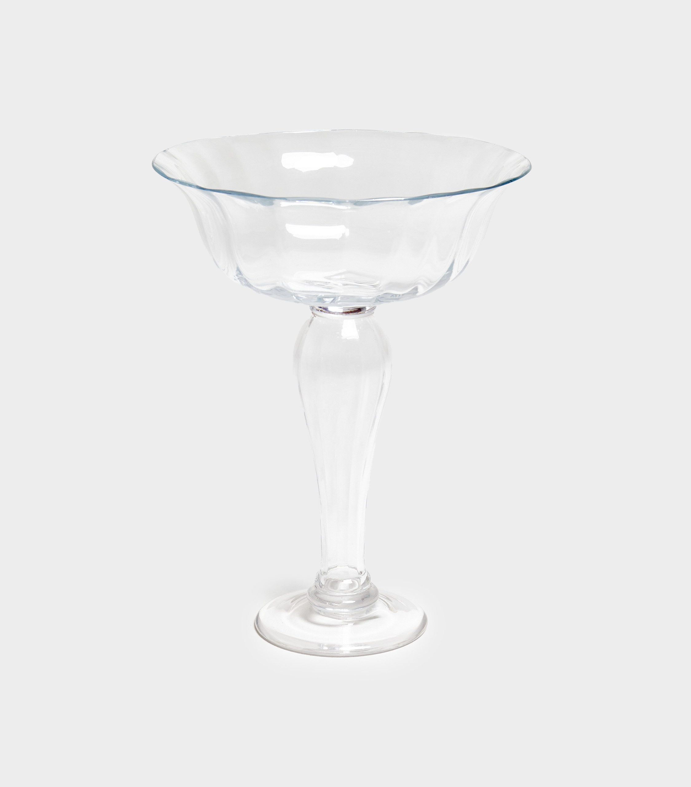 TAÇA VIDRO ALTA CANELADA