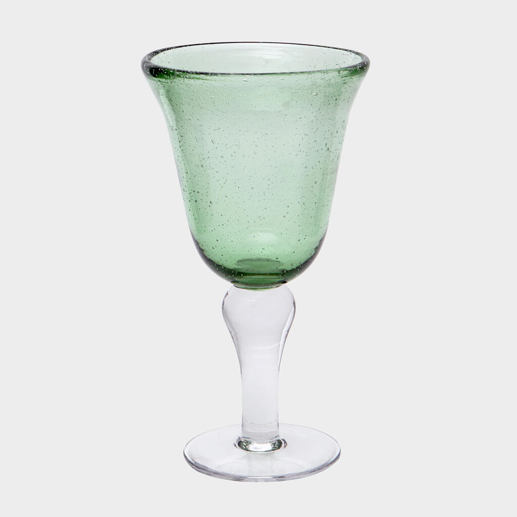TAÇA VIDRO VERDE BOLHA