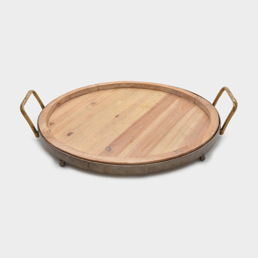 BANDEJA REDONDA MADEIRA FERRO