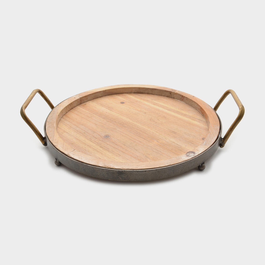 BANDEJA REDONDA MADEIRA FERRO