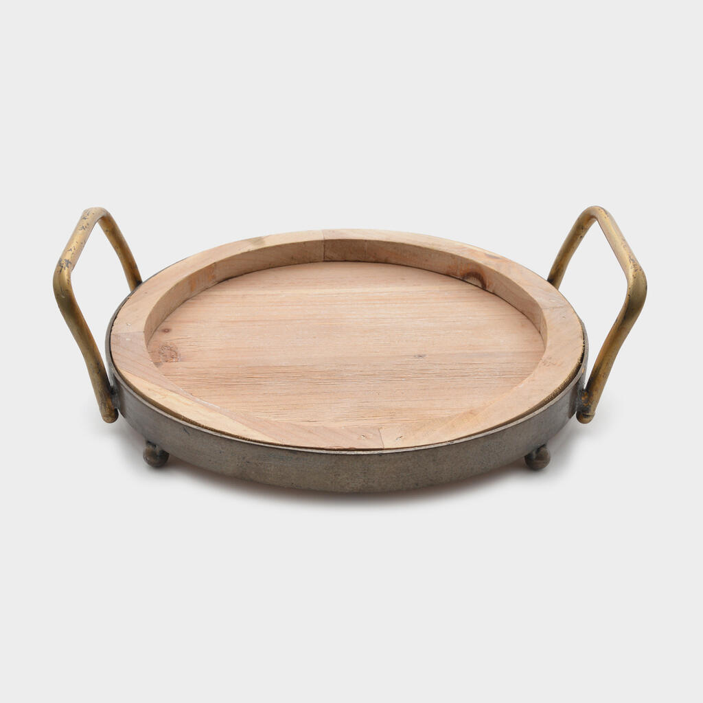 BANDEJA REDONDA MADEIRA FERRO