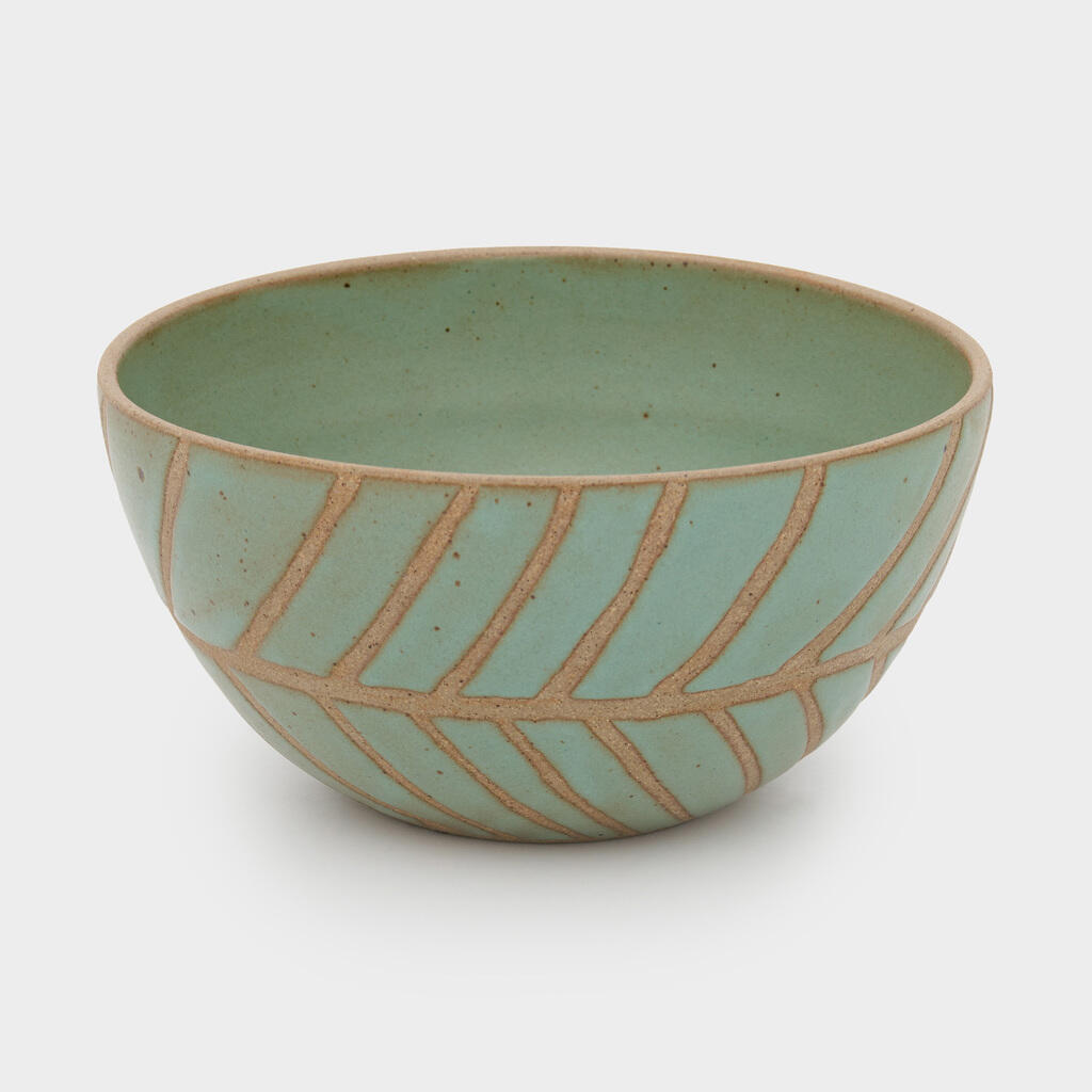 TIGELA CERÂMICA CELADON TRABALHADA