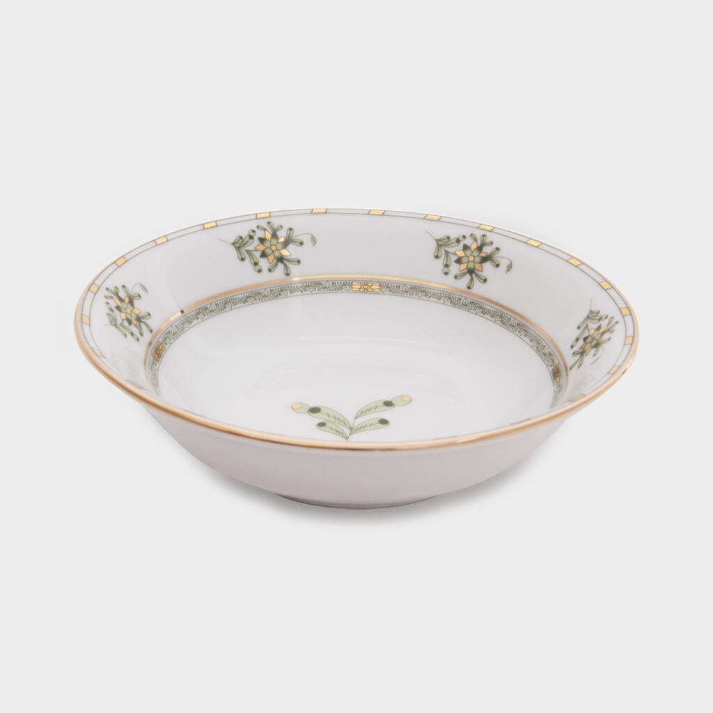 TIGELA RASA FOLHAGEM VERDE/DOURADO