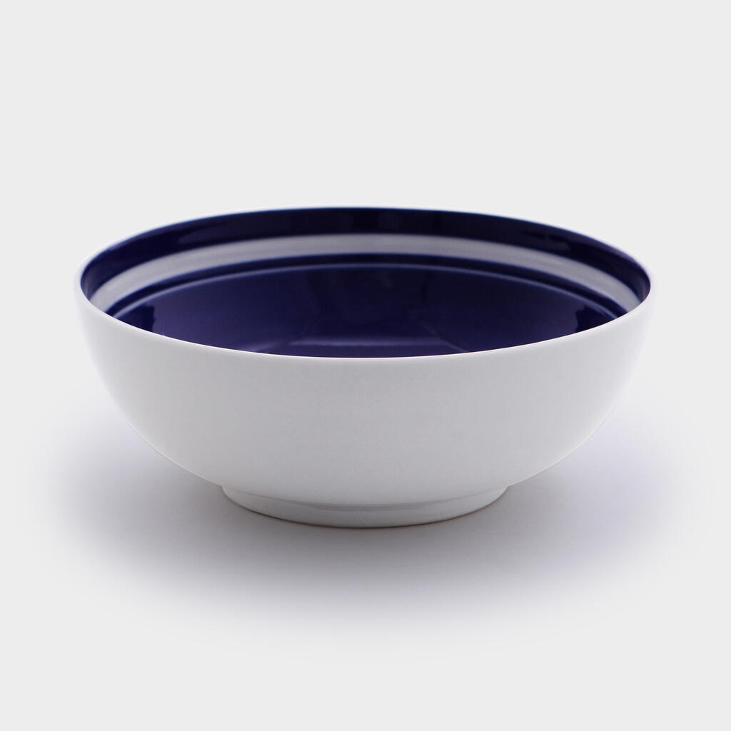 TIGELA REDONDA BRANCA LISTRA AZUL