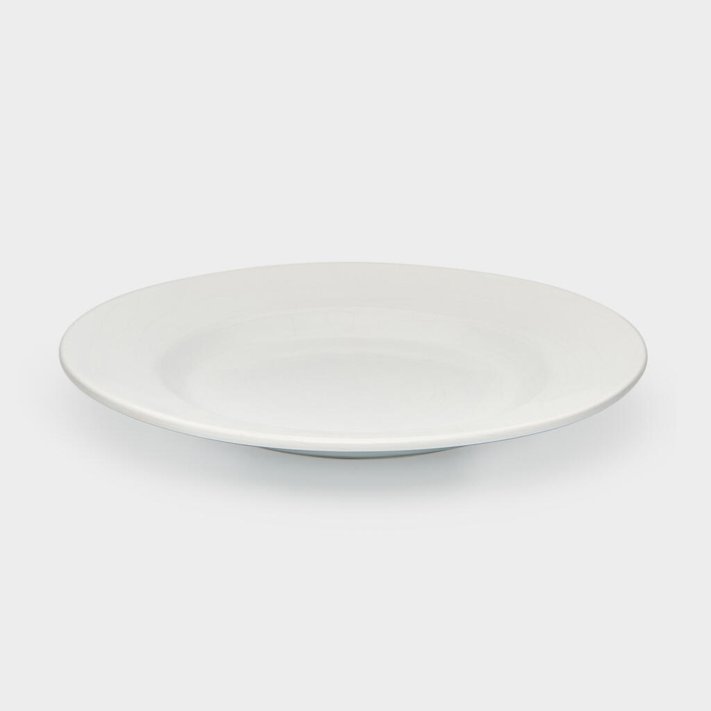 TRAVESSA REDONDA CERÂMICA BRANCA FUNDA